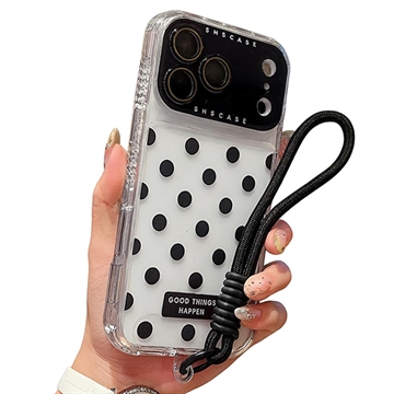 iPhone 17 Pro PC / TPU-Hülle mit Objektiv Film / Riemen - Polka Dot - Schwarz