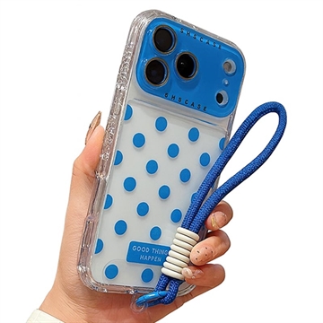 iPhone 17 Pro PC / TPU-Hülle mit Objektiv Film / Riemen - Polka Dot - Blau