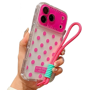 iPhone 17 Pro PC / TPU-Hülle mit Objektiv Film / Riemen - Polka Dot - Hot Pink
