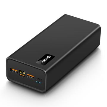 PSOOO M16 65W USB-C/USB-A Power Bank 30000mAh mit LED-Leuchten - Schwarz