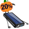 Psooo PS-158 Solar Powerbank mit Taschenlampe - 10000mAh - Schwarz