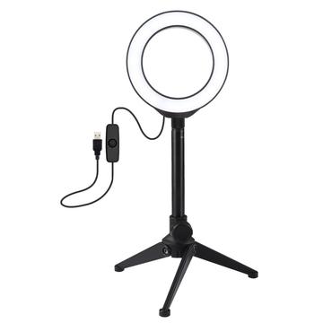 PULUZ 4.7" 12cm Ring Light + Desktop Stativ Selfie Stick Mount USB Weißlicht LED Ring Vlogging Fotografie Video Lights Kits