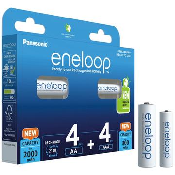 Panasonic Eneloop Mix BK-KJMCDE44E 8BE Wiederaufladbare AA/AAA-Batterien - 2000mAh/800mAh - 8 Stk.