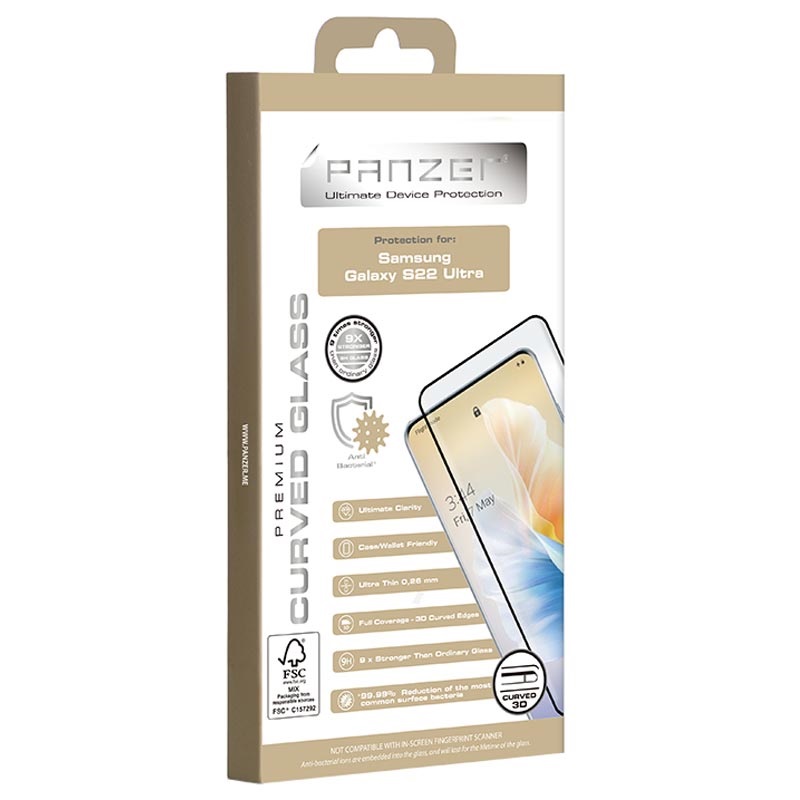 Panzer Premium Curved Samsung Galaxy S22 Ultra 5G Panzerglas - 9H