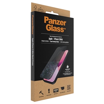 iPhone 13 Mini Panzerglas - 9Hs Privacy Case Friendly Panzerglas - 9H - Schwarz Rand