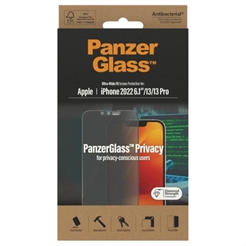 PanzerGlass Ultra-Wide Fit Privacy iPhone 13/13 Pro/14 Panzerglas - Schwarz