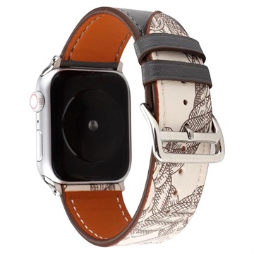 Apple Watch Series 7/SE/6/5/4/3/2/1 Pattern Lederarmband - 41mm/40mm/38mm - Schwarz