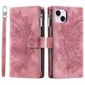 Mandala Reißverschluss iPhone 14 Plus Wallet Schutzhülle - Roségold