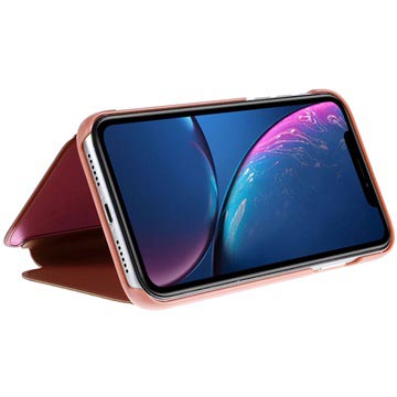 Luxury Series Mirror View iPhone XR Flip Hülle - Roségold