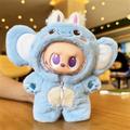 Plüsch Tier Thema mit Kapuze Overall für Labubu Puppe 17cm - Elefant