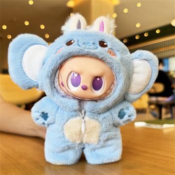 Plüsch Tier Thema mit Kapuze Overall für Labubu Puppe 17cm - Elefant