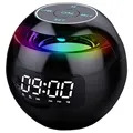 Tragbarer Bluetooth Lautsprecher mit LED Wecker - Schwarz