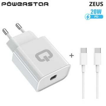 Powerstar Zeus Wandladegerät mit USB-C Kabel - 20W - Weiß