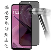Motorola Moto G55 Privacy Full Cover Panzerglas - 9H - Schwarz Rand
