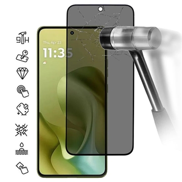 Motorola Moto G86/G86 Power Privacy Full Cover Panzerglas - 9H - Schwarz Rand