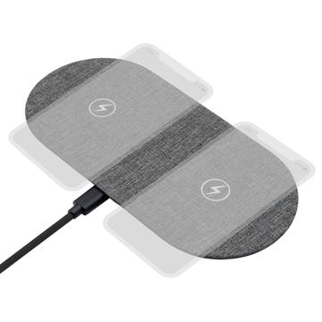 ProXtend Fabric Covered Dual Wireless Charger 10W - Grau