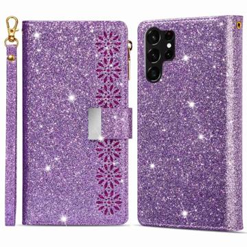 Starlight Serie Samsung Galaxy S23 Ultra 5G Wallet Hülle - Purpur