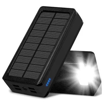 Psooo PS-400 Solar Powerbank - 4xUSB-A, 30000mAh - Schwarz