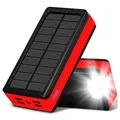 Psooo PS-400 Solar Powerbank - 4xUSB-A, 30000mAh - Rot