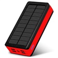 Psooo PS-400 Solar Powerbank - 4xUSB-A, 30000mAh - Rot