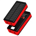 Psooo PS-400 Solar Powerbank - 4xUSB-A, 30000mAh - Rot