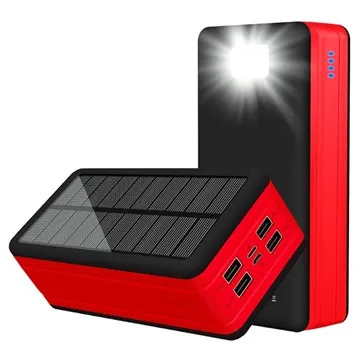 Psooo PS-400 Solar Powerbank - 4xUSB-A, 50000mAh - Rot