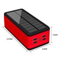 Psooo PS-400 Solar Powerbank - 4xUSB-A, 50000mAh - Rot