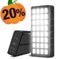 Psooo PS-900 Solar Powerbank mit LED-Licht - 30000mAh - Schwarz