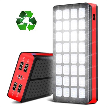 Psooo PS-900 Solar Powerbank mit LED-Licht - 30000mAh - Rot