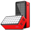 Psooo PS-900 Solar Powerbank mit LED-Licht - 50000mAh - Rot