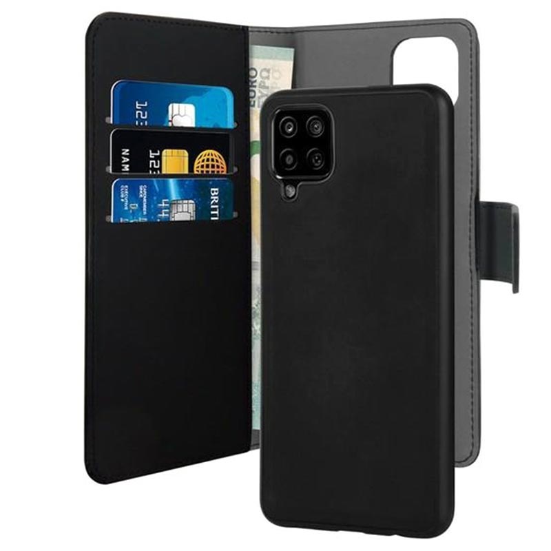 Puro 2-in-1 Magnetische Samsung Galaxy A12 Wallet Hülle - Schwarz