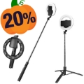 Q05s Integrierter 8" Ring Light 1680mm Bluetooth Selfie Stick mit klappbarem Stativ für Live Streaming Videoaufnahmen