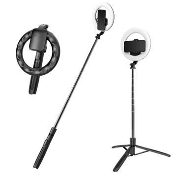 Q05s Integrierter 8" Ring Light 1680mm Bluetooth Selfie Stick mit klappbarem Stativ für Live Streaming Videoaufnahmen