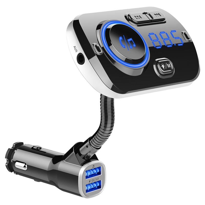 Bluetooth 5.0 FM Transmitter Auto MP3 Player KFZ QC3.0 2* USB Ladegerät Adapter 