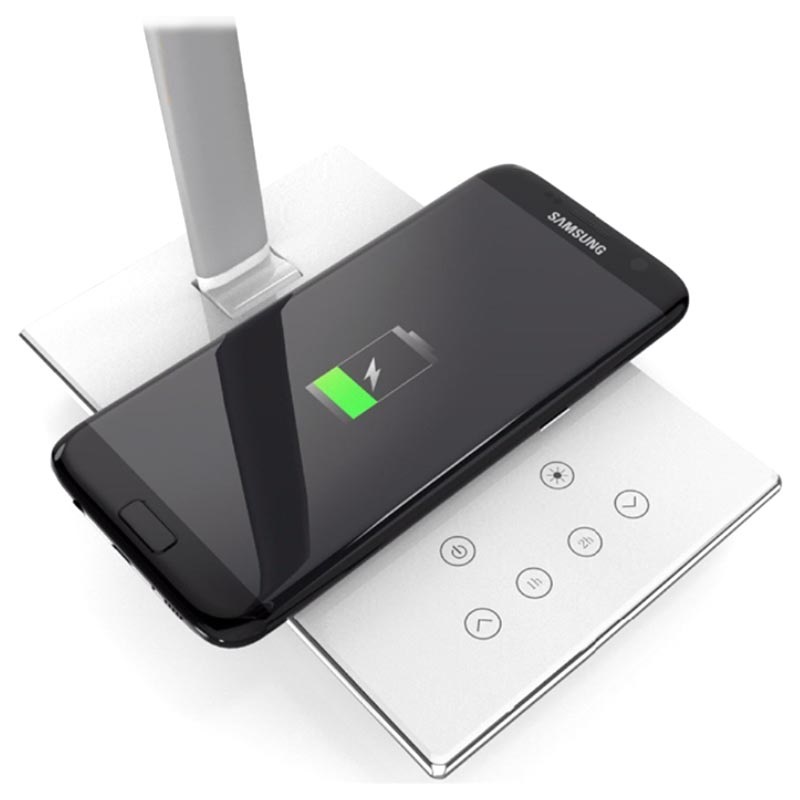 Qi Wireless Ladegerät mit LED Lampe und USB Anschluss WD102 Weiß Qi Wireless Ladegerät mit LED Lampe und USB Anschluss WD102 Weiß