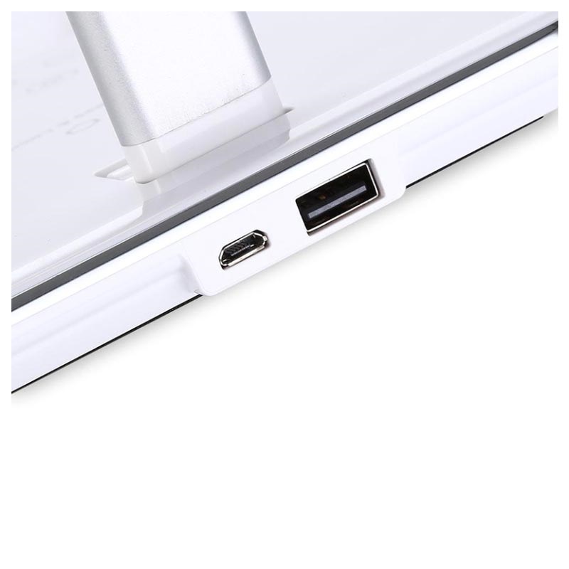 Qi Wireless Ladegerät mit LED Lampe und USB Anschluss WD102 Weiß Qi Wireless Ladegerät mit LED Lampe und USB Anschluss WD102 Weiß