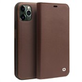 Qialino Classic iPhone 11 Pro Lederhülle mit Geldbörse - Kaffee