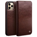 Qialino Classic iPhone 13 Pro Max Lederhülle mit Geldbörse - Braun