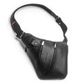 Qialino Echtes Leder Crossbody Brusttasche - Schwarz