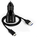 Quick Charge 3.0 Schnell-Autoladegerät mit USB-C Kabel - 30W - Schwarz