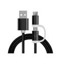 Reekin 2-in-1 geflochtenes Kabel - MicroUSB & USB-C - 1m - Schwarz