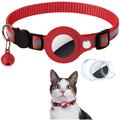 Reflektierendes Haustierhalsband mit AirTag-Halterung und Glocke - Katzen und kleine Hunde - Rot