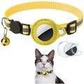 Reflektierendes Haustierhalsband mit AirTag-Halterung und Glocke - Katzen und kleine Hunde - gelb