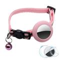 Reflektierendes Haustierhalsband mit Glocke, Silikonhülle und Schutzfolie für AirTag - Rosa