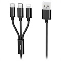 Remax Gition 3-in-1 USB Kabel - Lightning, Typ-C, MicroUSB - Schwarz