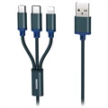 Remax Gition 3-in-1 USB Kabel - Lightning, Typ-C, MicroUSB - Schwarz