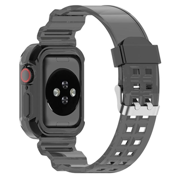 Apple Watch Series 10 Ersatz-Silikonarmband mit integriertem Rahmen - 42mm - Durchsichtig Schwarz