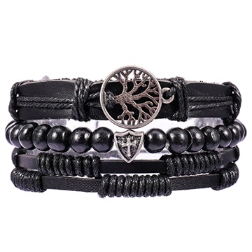 Retro Geflochtenes Seil-Ketten-Armband für Männer - Schwarz