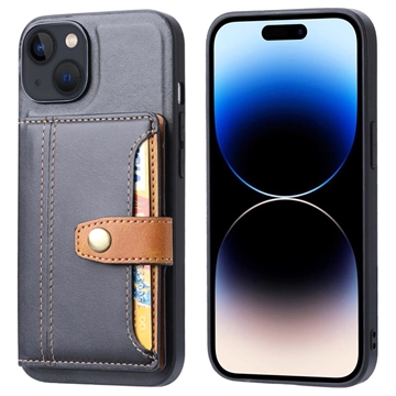 iPhone 15 Plus Retro Style Hülle mit Geldbörse