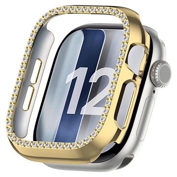 Apple Watch Series 12 Strass Dekorativ Cover mit Panzerglas - 47mm - Gold